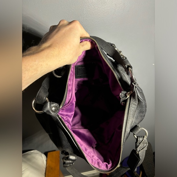 Coach Alexandra Pebbled Black Leather Hobo Bag - Picture 4 of 5